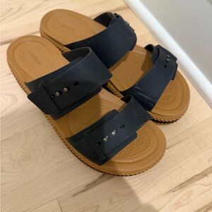 CROCS Black and Brown Slide Sandals